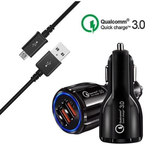 For Samsung A7 A5 2016 J7 Core J4 J6 Micro USB Cable QC 3.0 Car Adapter Phone Charger For Xiaomi 6a Redmi 7a 5 Redmi Note 6 pro