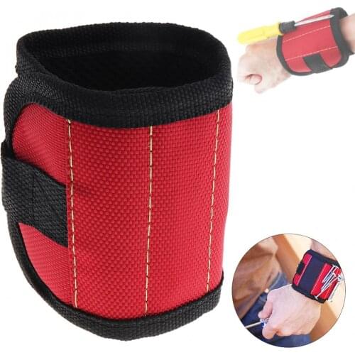 Portable Strong Wristband Pocket Tool Bag Holding Screws Nails Drill Bits with 2 Strong Magnets for Repair Tools