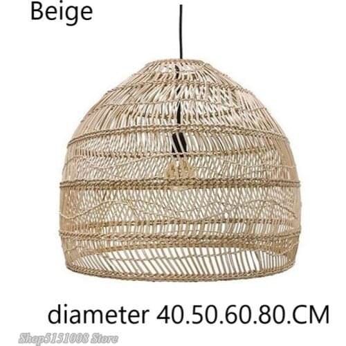 Chinese Wicker Rattan Wave Pendant Light modern Rustic Art Hanging Lamp Living Room Dining Room Balcony Home Decor Light Fixture