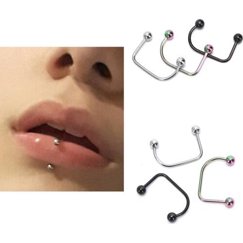 Punk Stainless Steel Ball Lippy Loop Lip Ring Helix Cartilage Stud Body Jewelry Labret, Lip Piercing Jewelry Metal Trendy Lock
