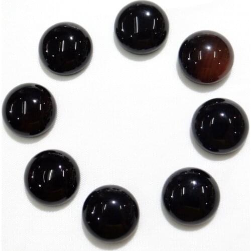 50pcs/12mm Natural Stone Round No Hole Cabochons black agates Beads for Woman Men Jewelry Making DIY Ring Pendant Accessories