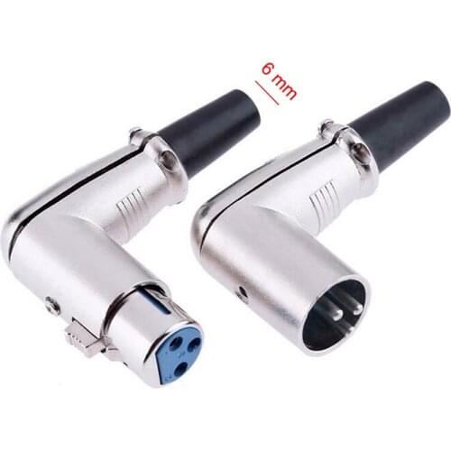 Mini Female Male Solder Type Audio Adapter 3 Pin Alloy Microphone Plug Converter Stereo Jack Amplifier Right Angle Connector