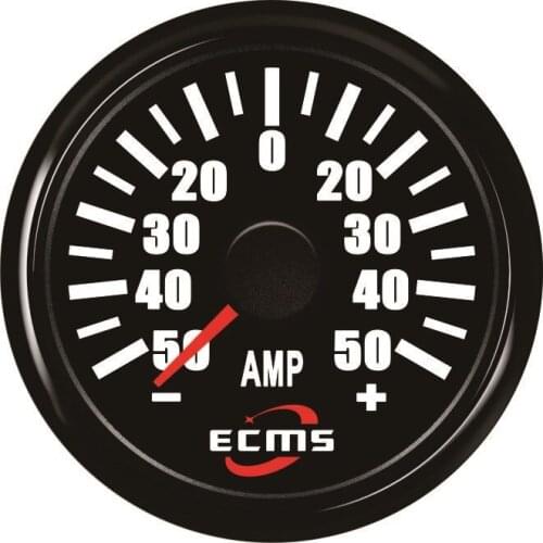 Marine Boat Car Truck Amperemeter With Current Pick-Up Unit 50A 75mV 9-32VDC 52mm 316L Black Bezel Black Dial PMA2-BG 50A