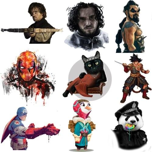 Captain Panda Saiyan Patches Iron on Heat Transfer Printing Washable Stickers Patch for Clothing T-Shirts