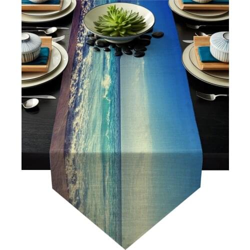 Sky Tropical Beach Table Runner Table Flag Home Party Decorative Tablecloth Table Runners
