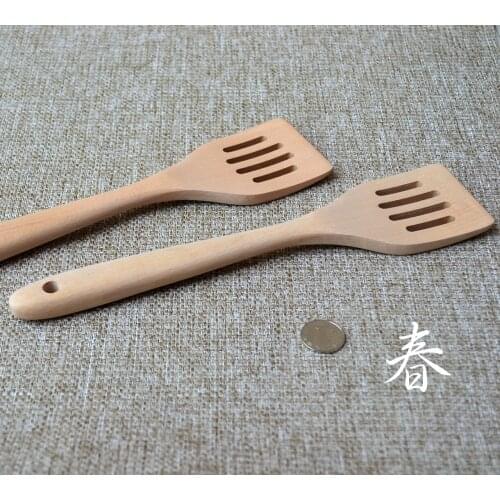 New Wooden Spatula Turners Leakage Shovel No paint Non-stick Pan Food Shovel Cooking Shovel Spatula Slice Kitchen Cooking Tools