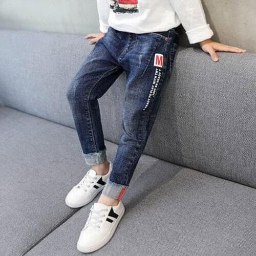 2020 new spring and autumn childrens denim pants fashion hip-hop boys jeans cartoon holes jean for boy denim long trousers