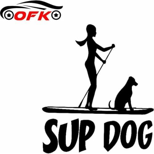 OFK Paddleboarding SUP DOG Car Sticker Fashion PVC Bumper Rear Windshield Decoration Accessories Waterproof Decal