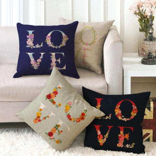 One Side Print Cushion Love Letter Cover Throw Pillow Case for Home Sofa Seat Cute Vintage Decoration 45X45cm Customs Made