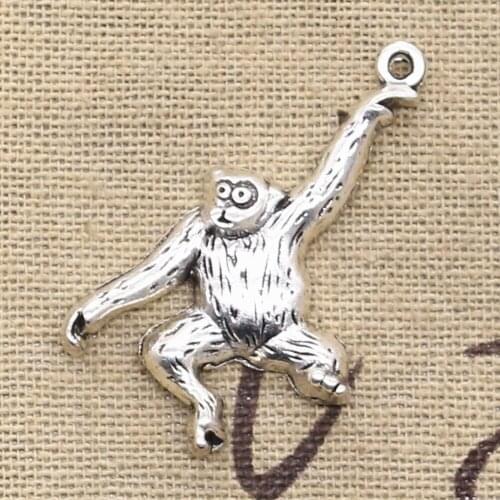 15pcs Charms Monkey 32x27mm Antique Bronze Silver Color Plated Pendants Making DIY Handmade Tibetan Bronze Silver Color Jewelry