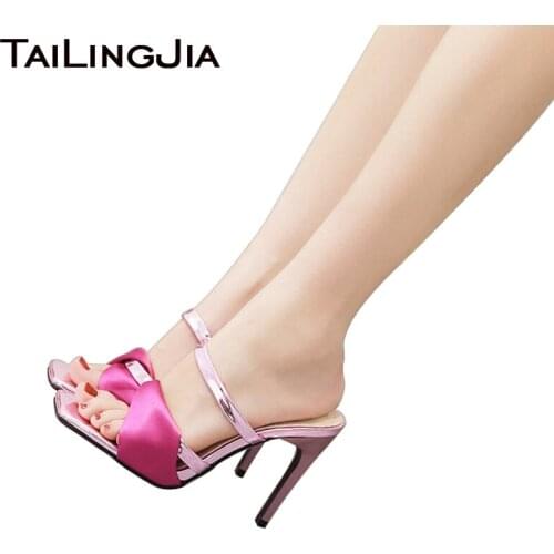 Stylish Women Square toe Mules Heels Party Sandals Elegant Ladies Black Patent Leather Stiletto Heeled Summer Shoes Large Size