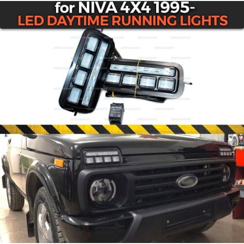 LED Daytime Running Lights for Lada Niva 4x4 1995- 1 set / 2 pcs with a running turn signal car styling accessories tuning DRL