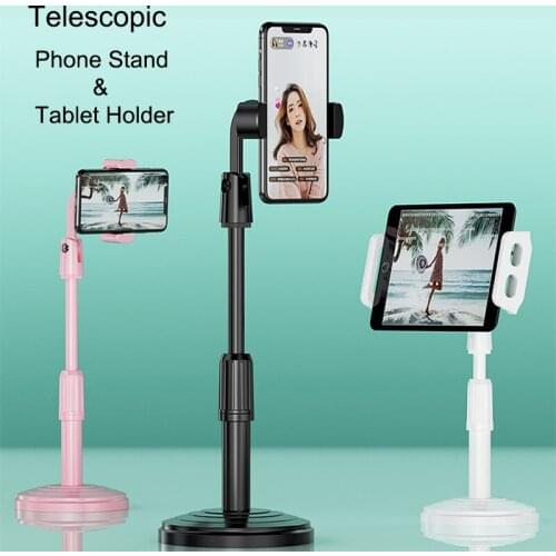 Telescopic Desktop Phone Stand Tablet Holder 360 Rotate Support For Live Streaming Shoot Video Youtube Smartphone Mount Bracket