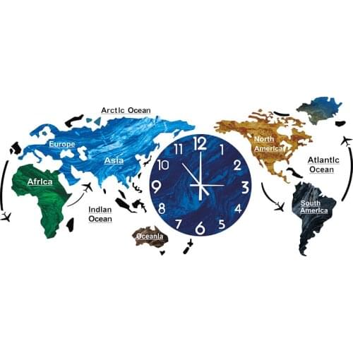 Creative world map wall clock simple decor clock light luxury fashion wall watch living room personalized fashion home watch