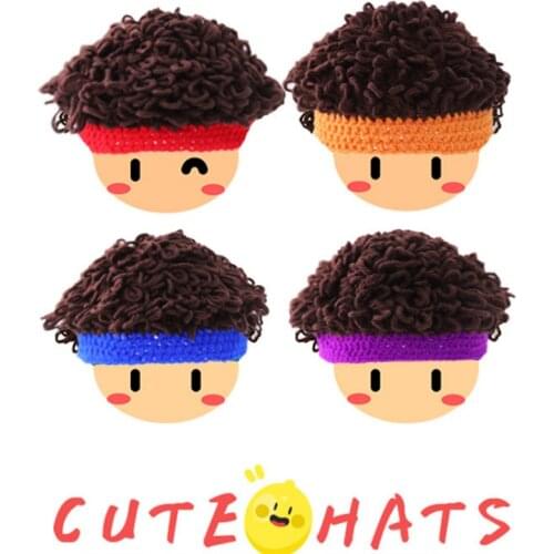 Baby hat spring and autumn male baby wig hat tide warmth boy funny curly hair hat child elasticity suitable for 1-9 years old