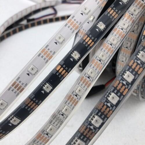 WS2815 DC12V addressable full color RGB LED strip;5m/reel;30LEDs/60LEDs/m;white/black pcb;epoxy resin filled in the tube;IP68