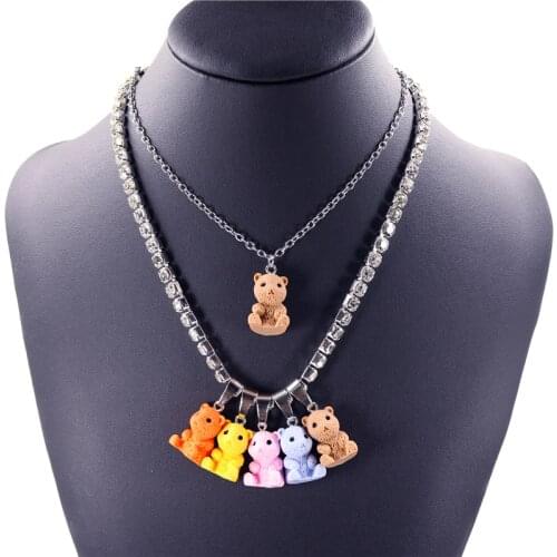 Funny Handmade Squirrel Resin Pendant Nekclace Rhinestone Chain Necklace Fashion Jewelry Gifts For Women Girls