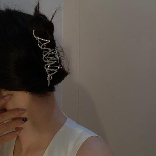 FFLACELL2021 New Fashion Irregular Geometric Inlaid Full Zircon Clip Female Ponytail Clip Trendy Hairpin Jewelry For Women Girls