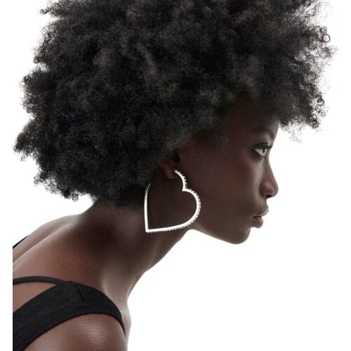 Za Exaggerated Heart-shaped Rhinestone Earrings for Woman Party Casual