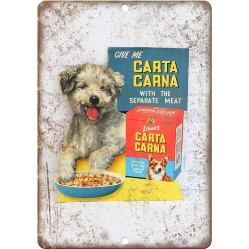 8x12 Dog Food Tin Sign Vintage Funny Creature Iron Painting Metal Plate Personality Novelty