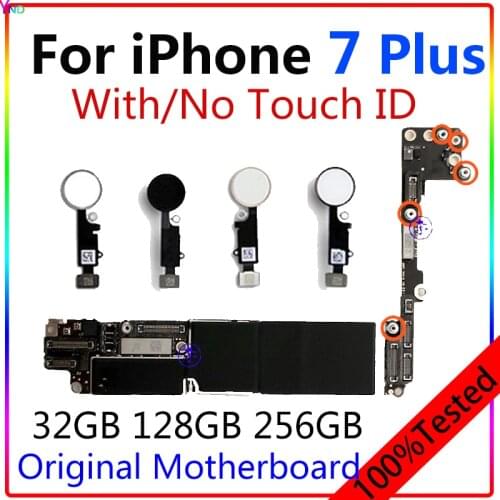 100%Original Factory Unlocked for Iphone 7 Plus Motherboard with /Without Touch ID,Clean ICloud for Iphone7 Plus Mainboard Plate