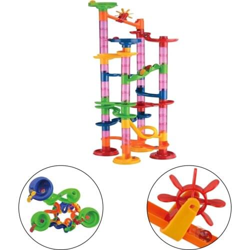 105 Pcs DIY Construction Marble Tracks Children Track Ball Marbles Pipe Blocks Kids Educational Game Gifts Marble Race Run Toy