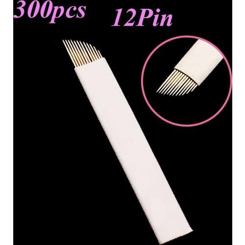 12 Flex Lamina Tebori Microblading Needles Pernement Makeup Tattoo Needle Blade for Manual Pen Agulhas Para Eyebrow 300pcs
