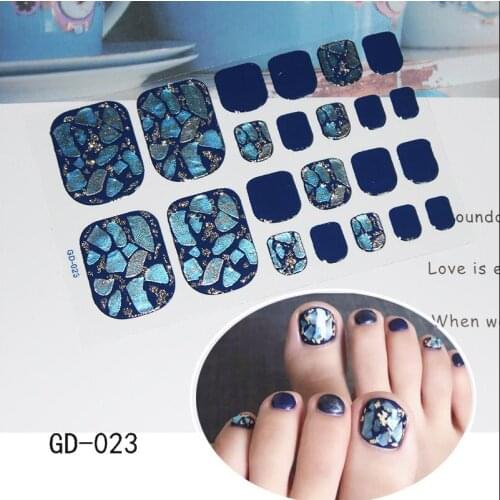 22tips Korea/Japanese Designed Toenail Stickers Full Cover Waterproof Nail Sticker Wraps Toe Nail DIY Nail Art Unas Sticker