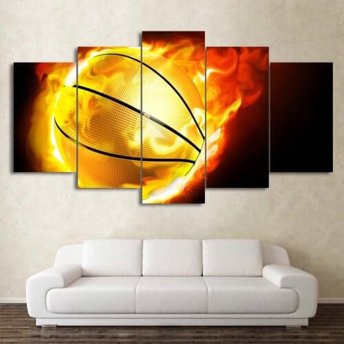 No Framed Basketball theme pentathic 5 Pcs Canvas Picture Print Wall Art Canvas Painting Wall Decor for Living Room