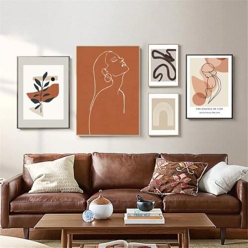 Abstract Rainbow Posters And Prints Female Line Drawing Wall Art Poster Retro Canvas Painting Nordic Wall Pictures Home Decor