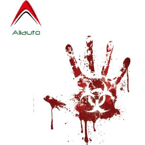 Aliauto Cool Car Sticker Bloody Handprint Biohazard Zombie Decoration Cover Scratch Decal PVC for Motorcycle VW Nissan,15cm*12cm
