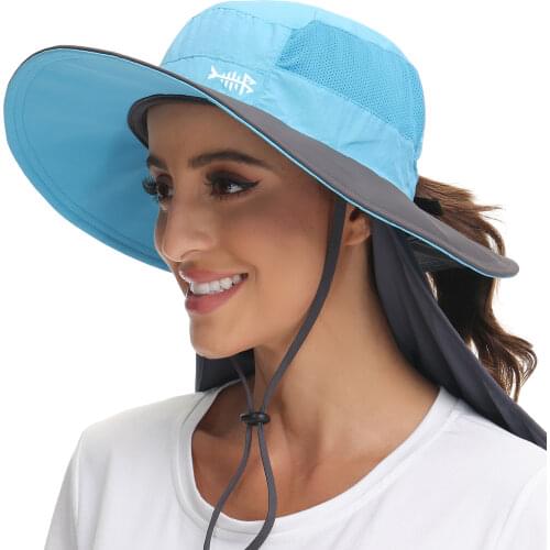Bassdash Womens Fishing Sun Hats with Ponytail Hole Neck Flap Water Resistant Breathable Outdoor Hat