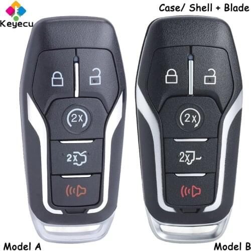 KEYECU Smart Prox Remote Key Shell Case With 5 Buttons - FOB for Ford Edge Fusion Titanium Mustang Explorer F-150 for Lincoln