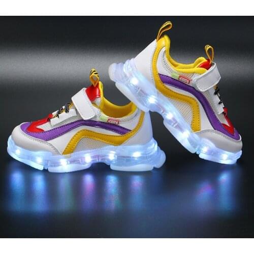 2021 Size 25-36 Girls Glowing Sneakers Kids Led Shoes Baby Lighting Shoes Children Light Up Sneakers Boys Running Luminous Shoes