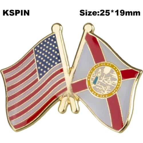 U.S.A & Florida Friendship Flag Badge Flag Brooch National Flag Lapel Pin International Travel Pins Collections XY0669
