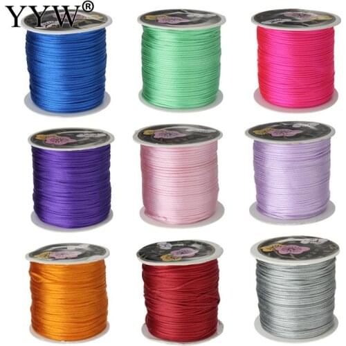 1 pcs 2021 Wholesale Reel of Nylon Blend Color Black Chinese Satin Silk Knot Macrame Cord Beads European Braided Wire 1mm 70m/PC