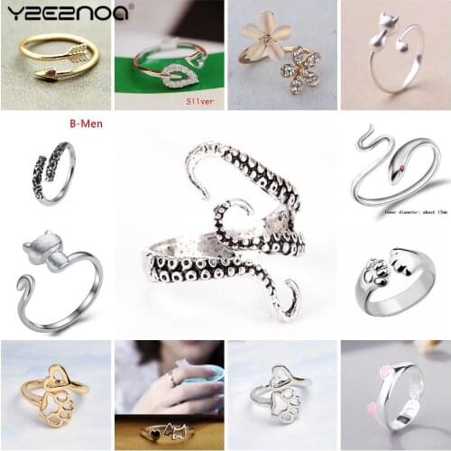 30 Styles Punk Gothic Snake Male Ring Hip Hop Vintage Metal Animals Leopard Dragon Free Open Ring Women Men Jewelry Bijoux
