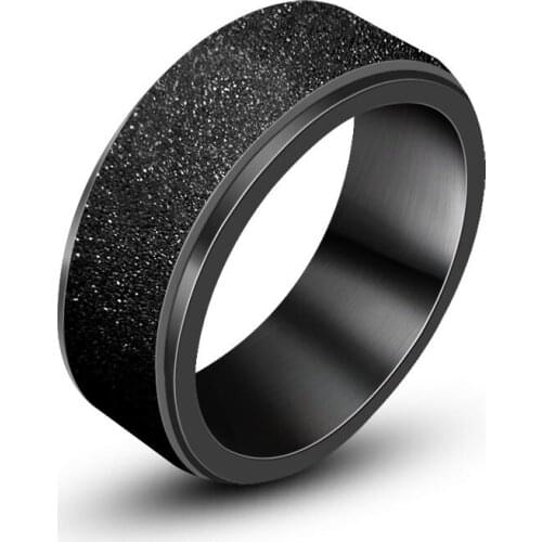 Fashion Black Spinner Ring For Women Men Rotatable Sandblasting Steel Titanium Couples Casual Tail Ring Jewerly Gifts