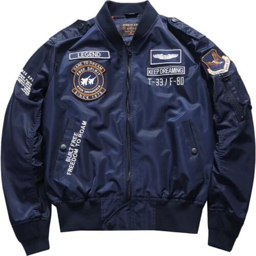 High Street hip hop pilot jacket men loose embroidery flight short bomber jacket men windbreaker Autumn mens coat 4XL