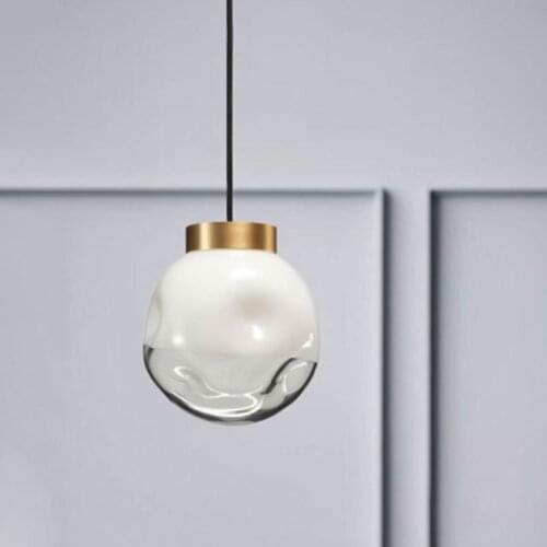 Single concave-convex glass ball chandelier Bedroom bedside small chandelier Nordic minimalist restaurant bar sofa side lights