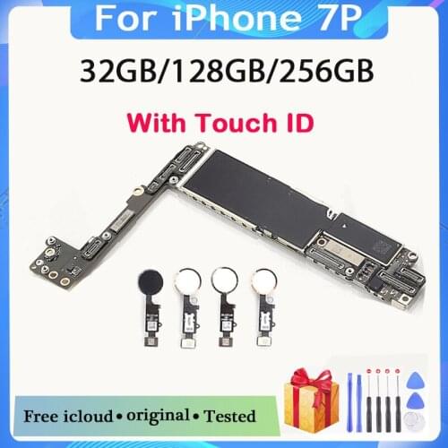 Good Working for iphone 7 Plus 5.5inch Motherboard without Touch ID,Original unlocked for iphone 7Plus Logic nboard 32G 128G 256