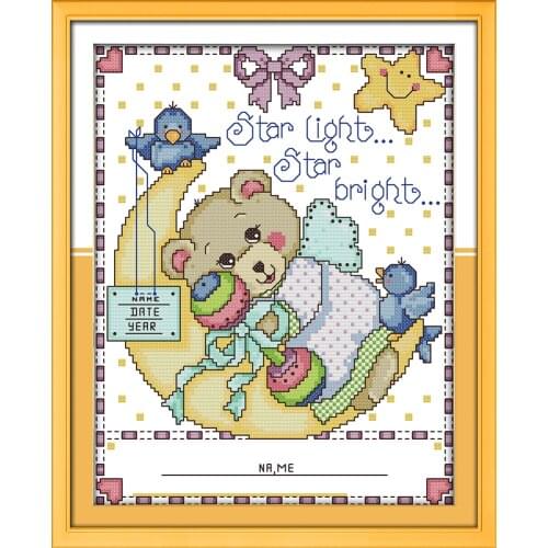 Lovely bear cross stitch kit cartoon 14ct 18ct count fabric canvas stitching embroidery DIY handmade needlework plus