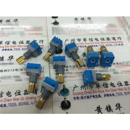 Original new 100% 9011 Type sealed double potentiometer C50K copper handle long 15MM flower with step by step (SWITCH)