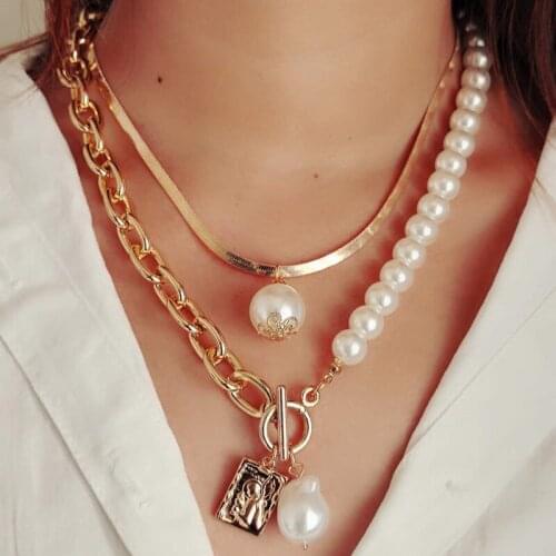 Necklaces 2021 Trend Fashion For Women Layered Choker Gold goth Choker OnThe Neck Pendants Jewelery Gift Girl Pearl necklace Set