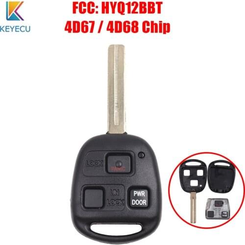 Keyecu Remote Car Key 3 Buttons 314.4MHz 4D67 / 4D68 Chip for Lexus ES330 RX330 RX350 RX400H 2004 2005 2006 2007 2008 HYQ12BBT