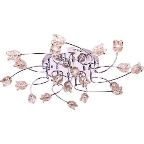 39" Luxury Crystal 20 Lights Living Room Ceiling Lights Modern Creative Polished Chrome Top Restaurant Dining Room Ceiling Lamp