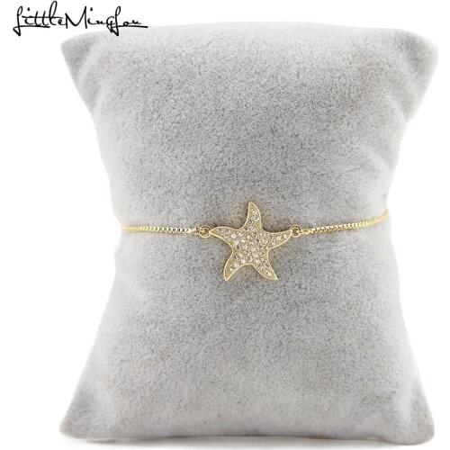 Luxury CZ white zircon Starfish Charms bracelet Adjustable Link Chain women bracelets & bangles for women Jewelry accessories
