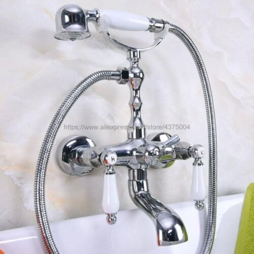 Bathtub Faucets Wall Mounted Bathroom Bath Shower Faucets Polished Chrome Bathtub Faucet With Hand Shower Nna202