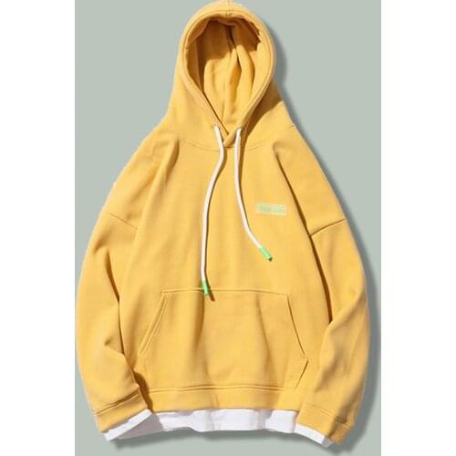 Harajuku Candy Color Hoodie Sweatshirt Men Hip Hop Streetwear Yellow Solid Color Hooded Pullover Campus Couple Overisized Hoodes