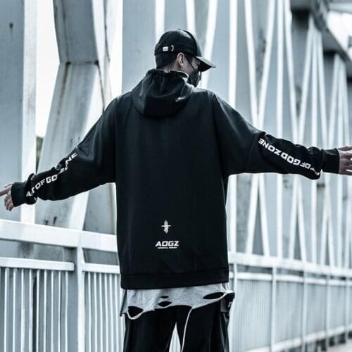 Techwear Hoodie Mens Turtleneck Letter Print Pullover Sweatshirt Harajuku Casual Black Streetwear Couple Tops Fashion Hoodies